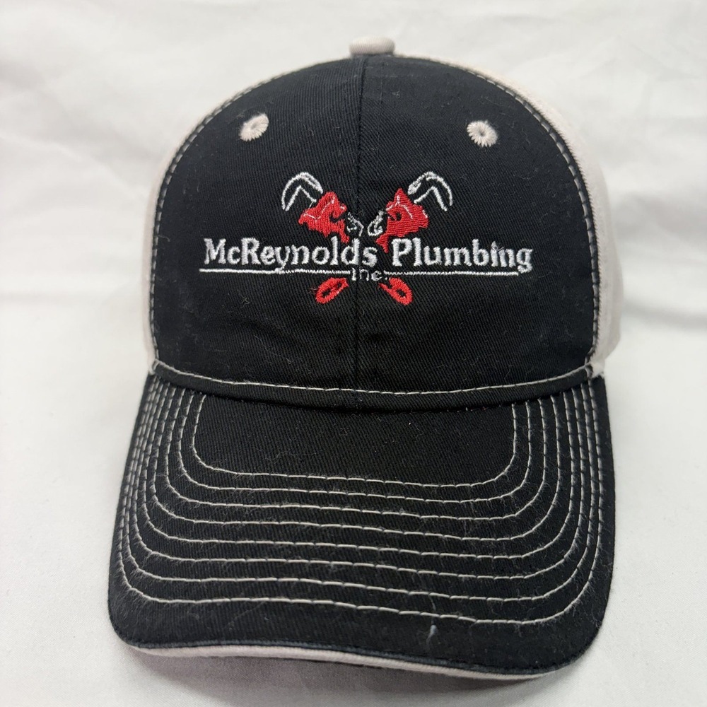 OC Caps Baseball Hat McReynolds Plumbing Mens OSFM Black Grey Embroidered
